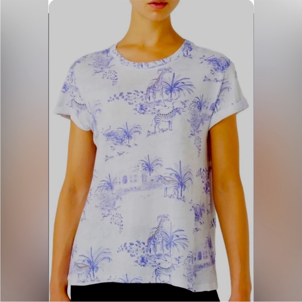 All Saints Taijpur Anna blue and white tee 4/S